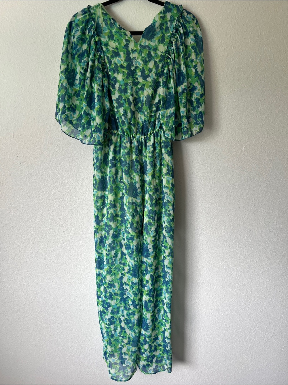 Zara Floral Jumpsuit Green Blue Size xsmall NWT - Picture 3 of 7